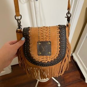 Upcycled Authentic Louis Vuitton Fringe Saddle Bag